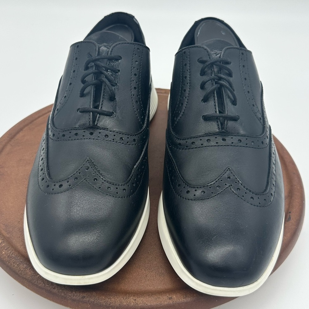 Wolf and Shepherd Mens Sz 8 Crossover Wingtip Italian Leather Hybrid Shoes Blk